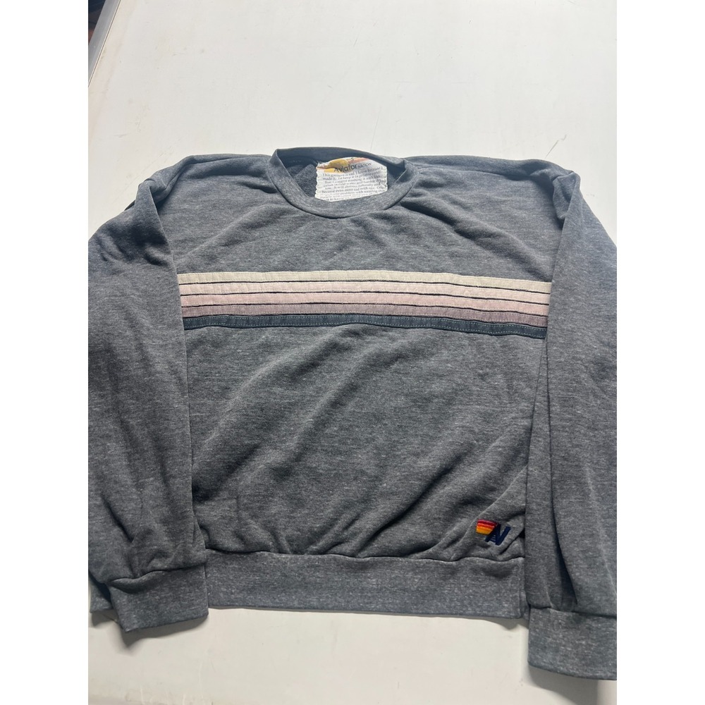Aviator Nation Oversized Sweatshirt Gray Boxy Fit Gym Running Women Sz Small USA